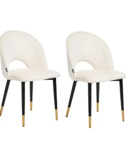 Sæt med 2 spisebordsstole MAGALIA Velour Lys Beige