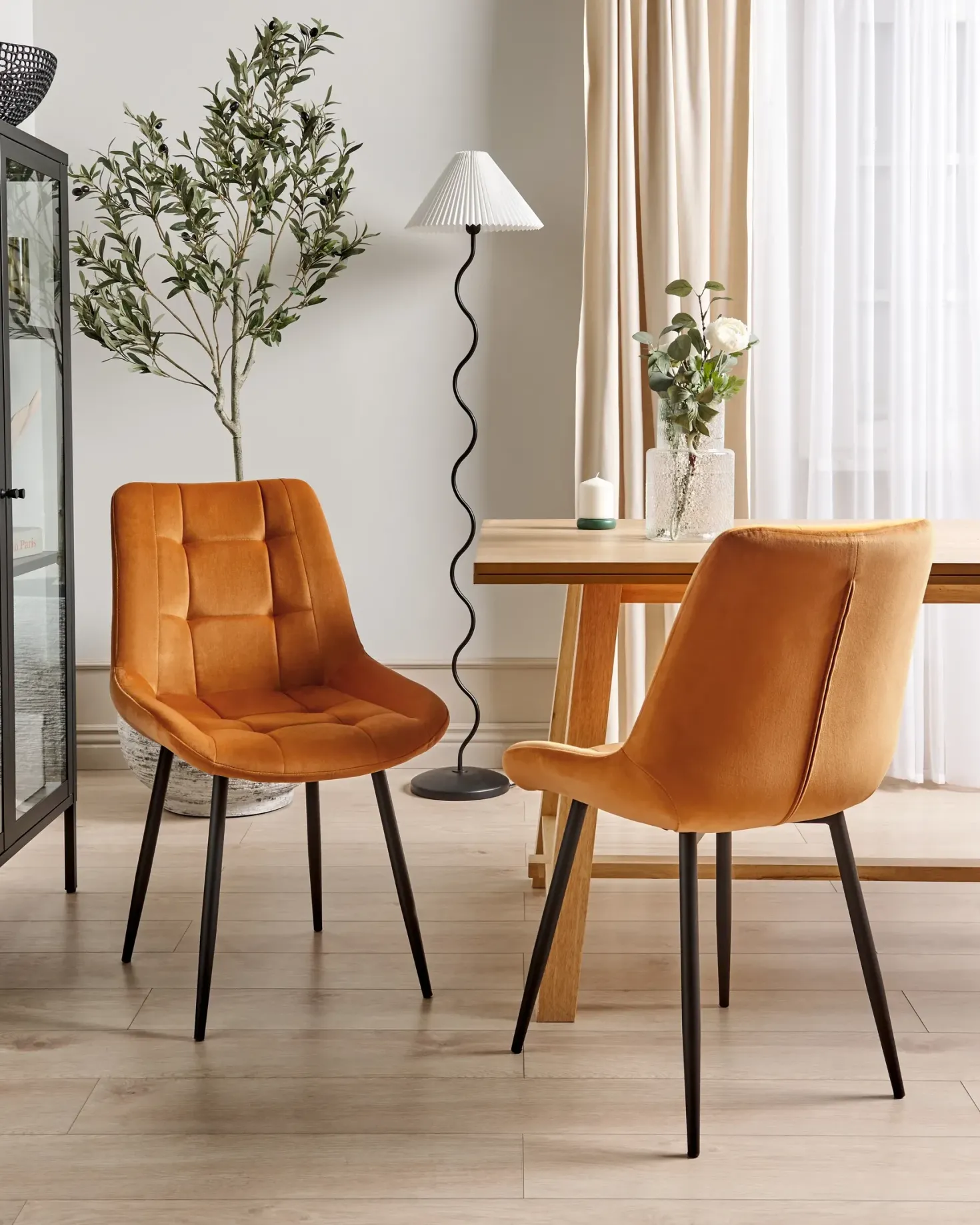 Sæt med 2 spisebordsstole MELROSE Velour Orange