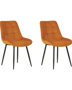 Sæt med 2 spisebordsstole MELROSE Velour Orange