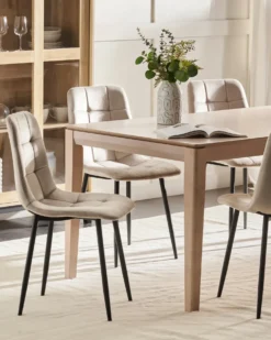 Sæt med 4 spisebordsstole POWELL Velour Beige