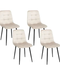 Sæt med 4 spisebordsstole POWELL Velour Beige