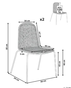 Sæt med 2 spisebordsstole ROXTON Rattan Naturlig