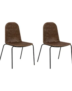 Sæt med 2 spisebordsstole ROXTON Rattan Mørkebrun