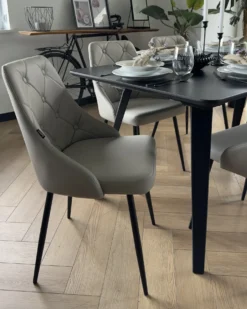 Sæt med 2 spisebordsstole VALERIE Kunstlæder Lysegrå