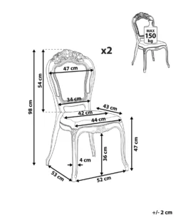 Sæt med 2 spisebordsstole VERMONT Transparent
