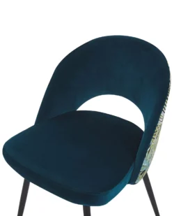 Sæt med 2 spisebordsstole VIVIAN Velour Søblå