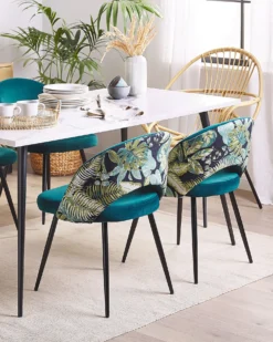Sæt med 2 spisebordsstole VIVIAN Velour Søblå
