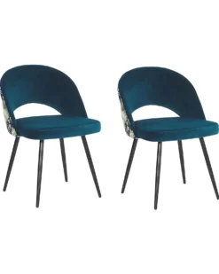 Sæt med 2 spisebordsstole VIVIAN Velour Søblå