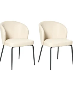 Sæt med 2 spisebordsstole ZANA Kunstlæder Lys Beige