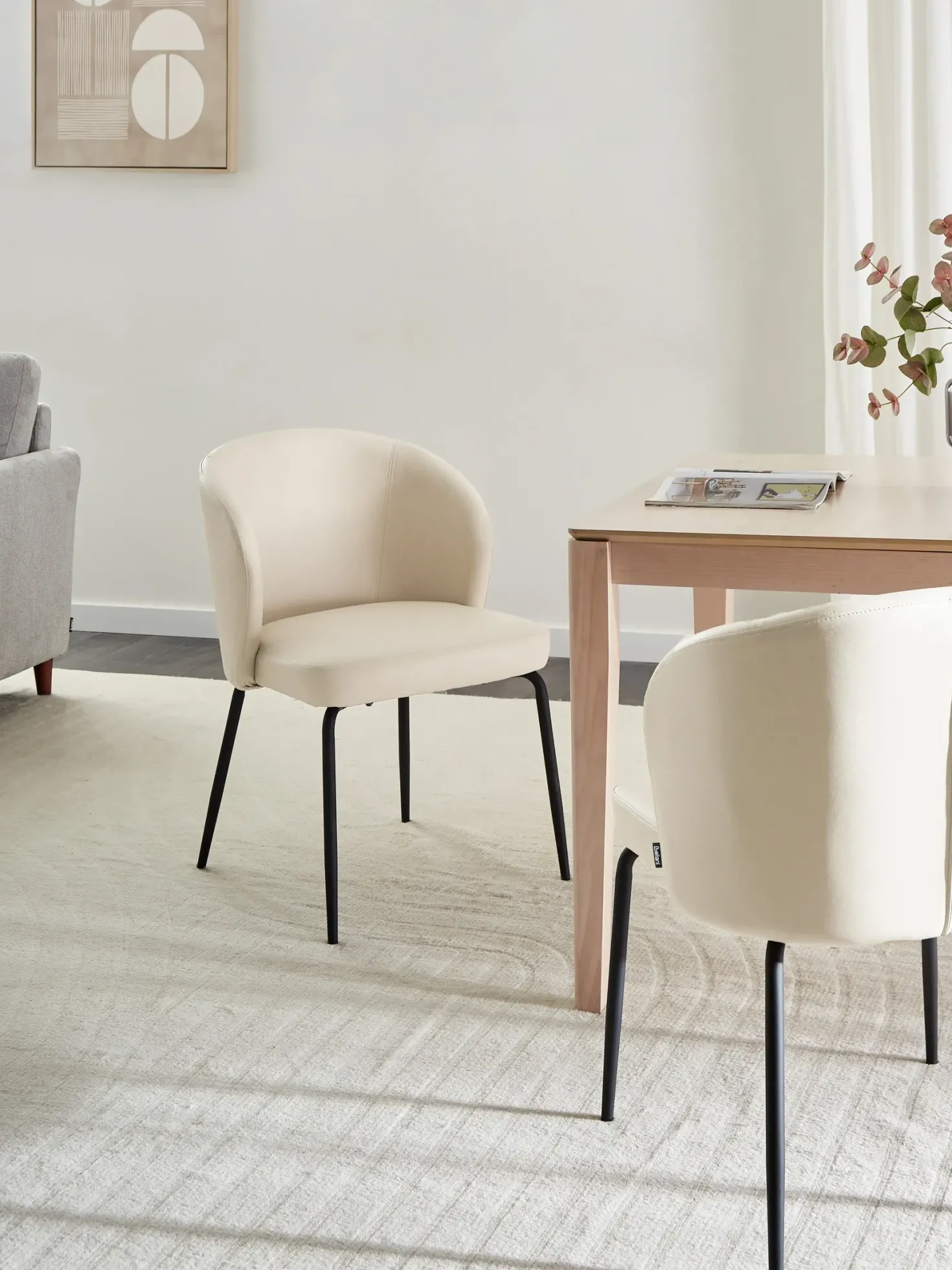 Sæt med 2 spisebordsstole ZANA Kunstlæder Lys Beige