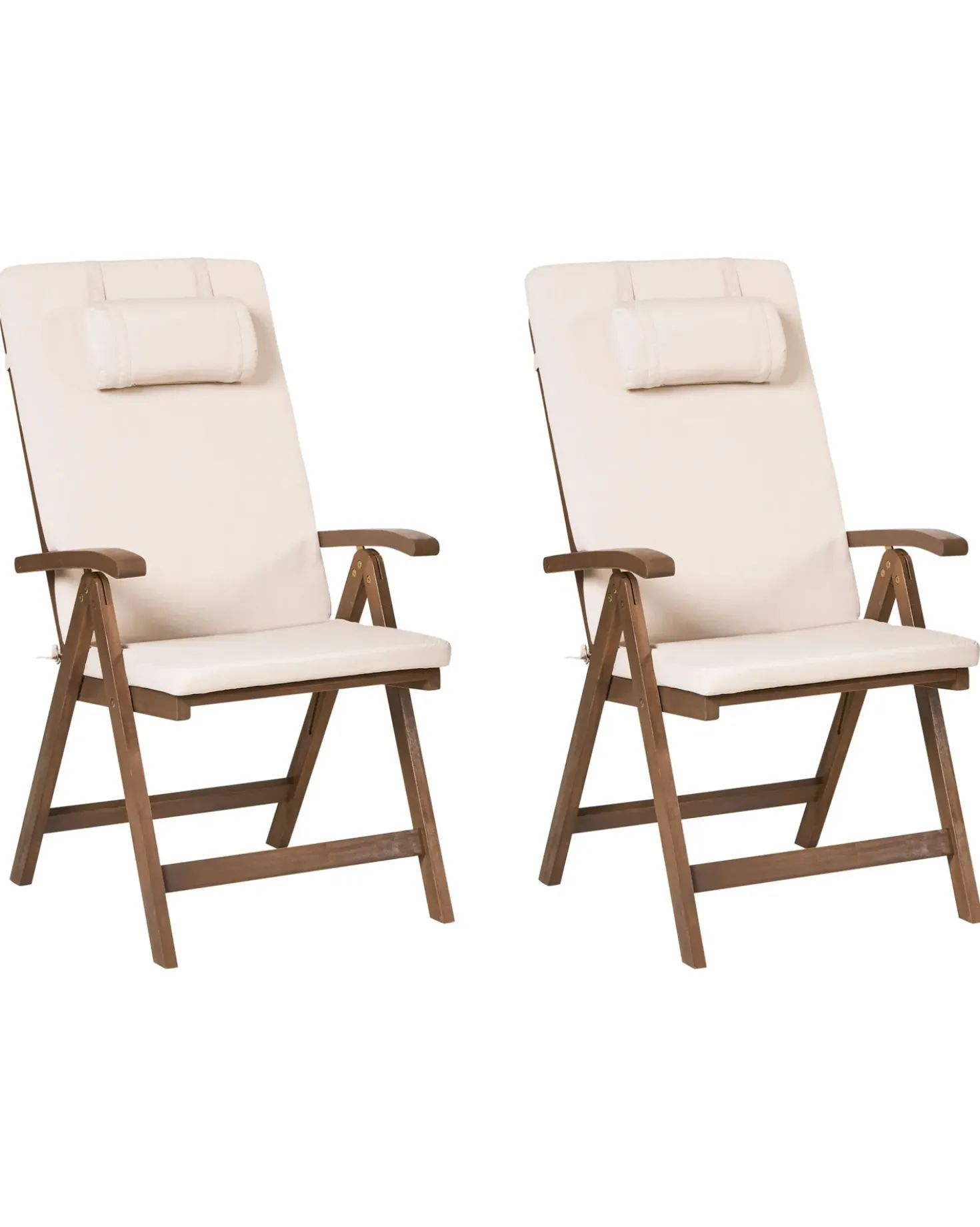 Sæt med 2 stole med puder AMANTEA PREMIUM Akacietræ Lys Beige