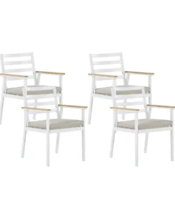 Sæt med 4 stole med puder CAVOLI Metal Beige