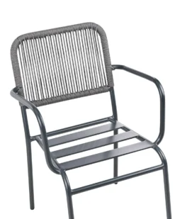 Sæt med 8 stole med puder TACENO Metal Grå