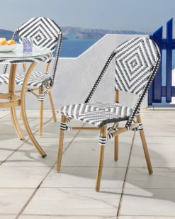 Sæt med 4 stole RIFREDDO PE-rattan Sort/hvid