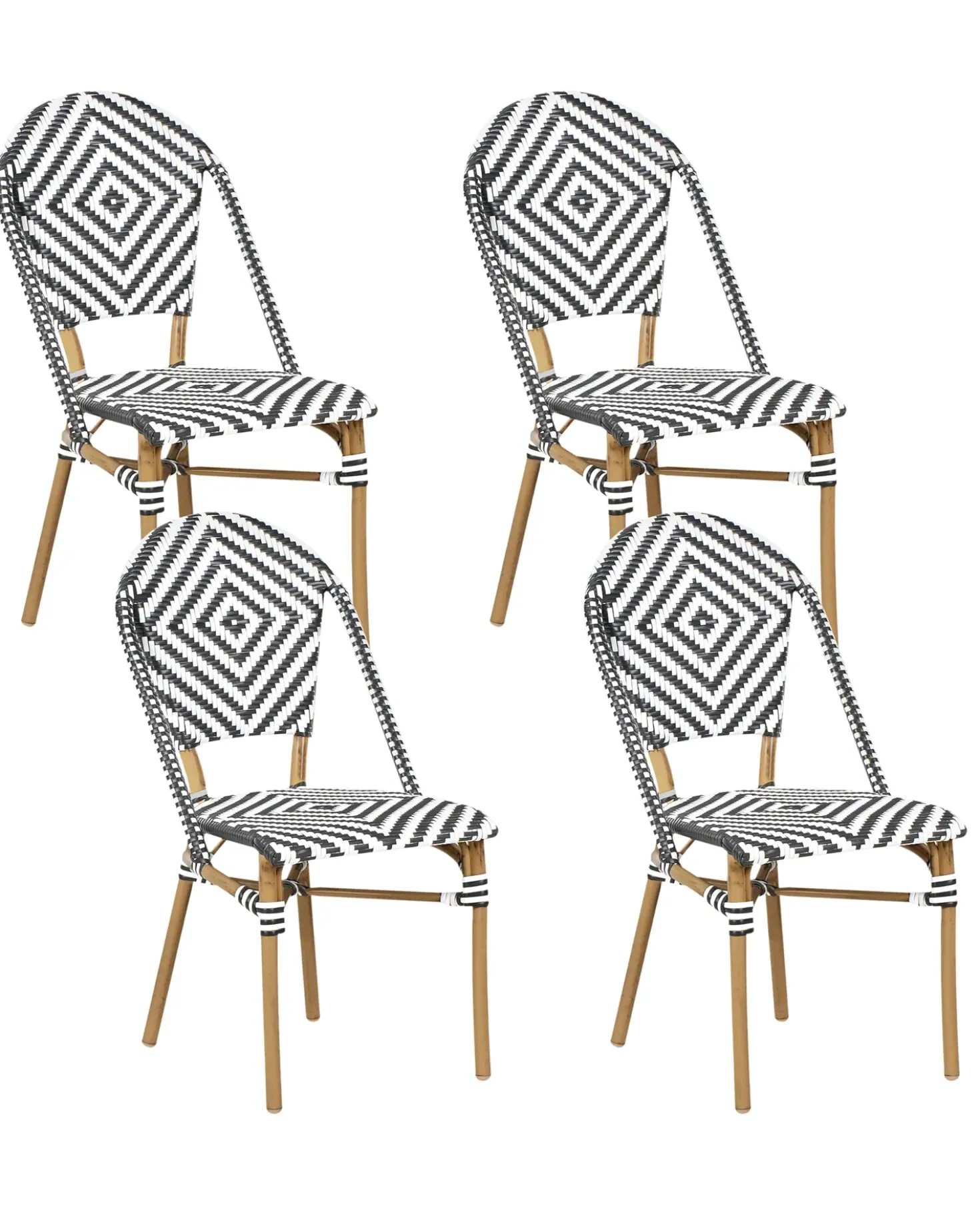 Sæt med 4 stole RIFREDDO PE-rattan Sort/hvid