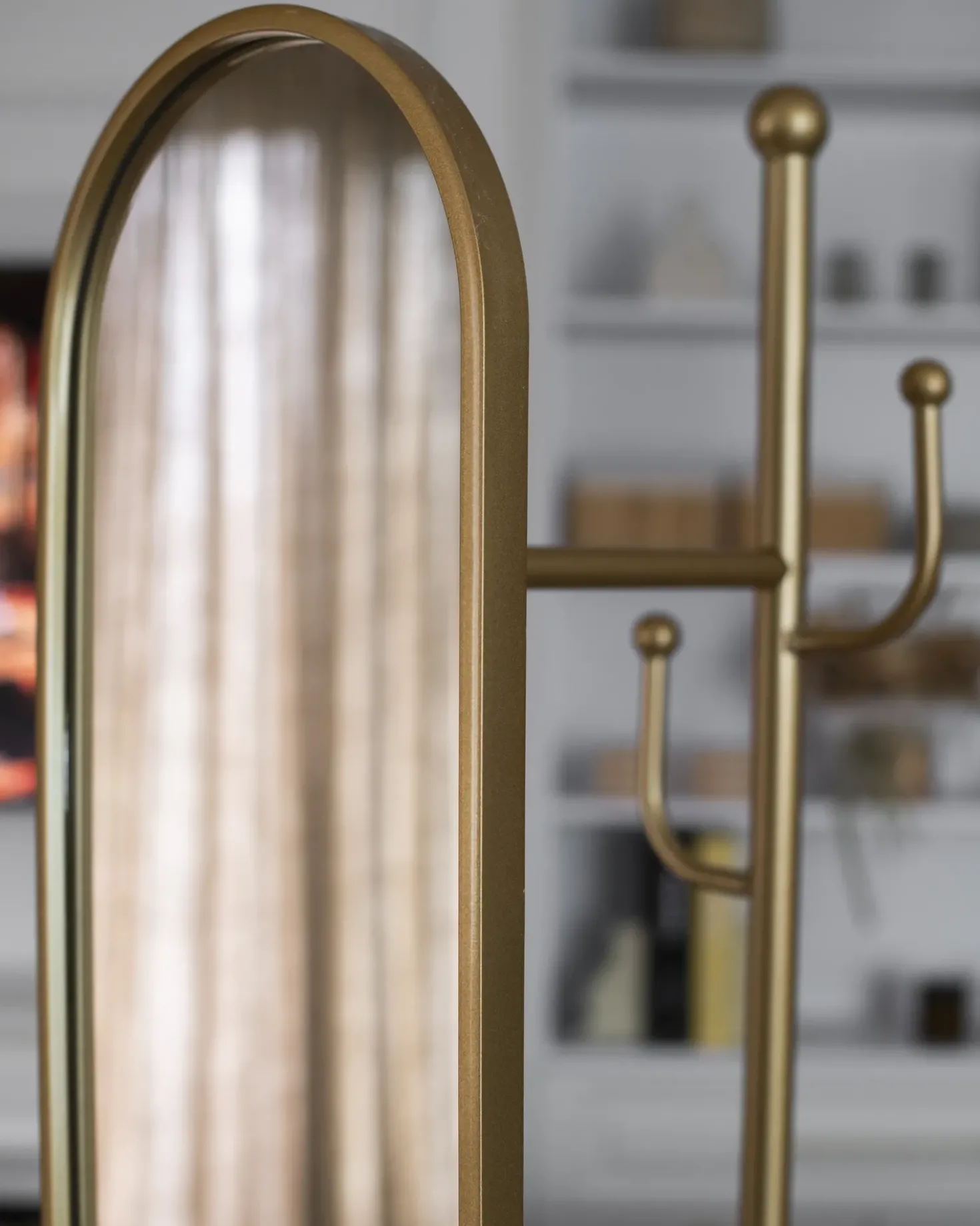Stumtjener med spejl LORENA 172 cm Metal Guld