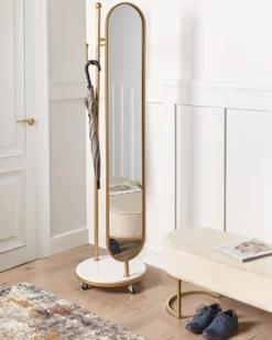 Stumtjener med spejl LORENA 172 cm Metal Guld
