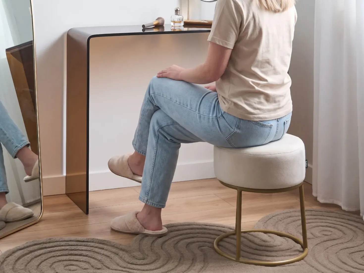 Taburet DELCO Velour Lys Beige