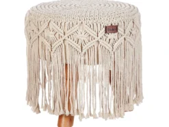 Taburet Macramé NAWABAD Bomuld Beige
