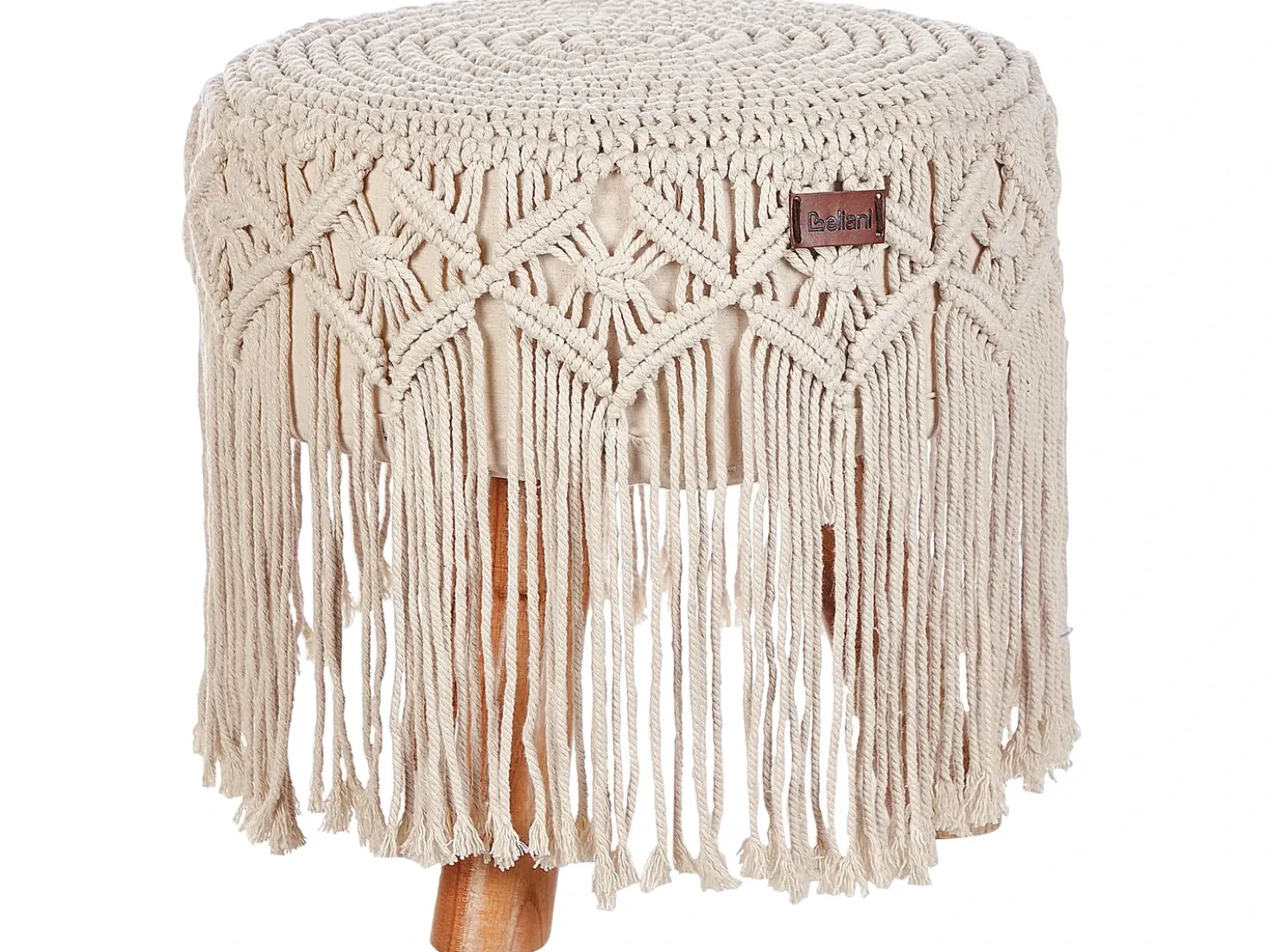 Taburet Macramé NAWABAD Bomuld Beige