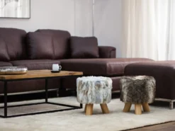 Taburet TOPEKA Kunstig pels Brun