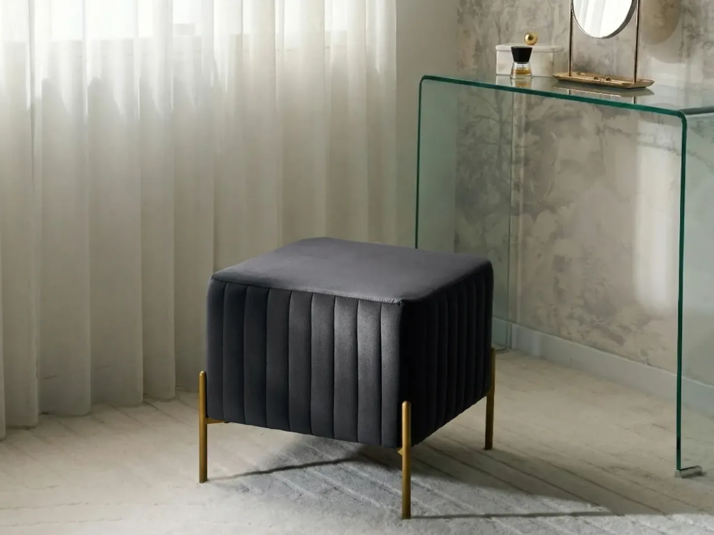 Taburet UTAH Velour Sort