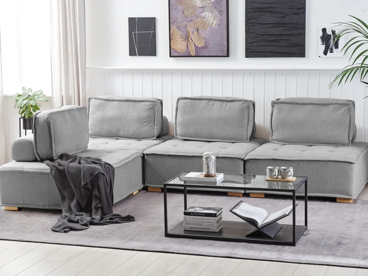 TIBRO 4 personers Hjørnesofa modul Højrevendt Grå