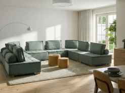 TIBRO 8 personers U-formet modulsofa Lysegrøn