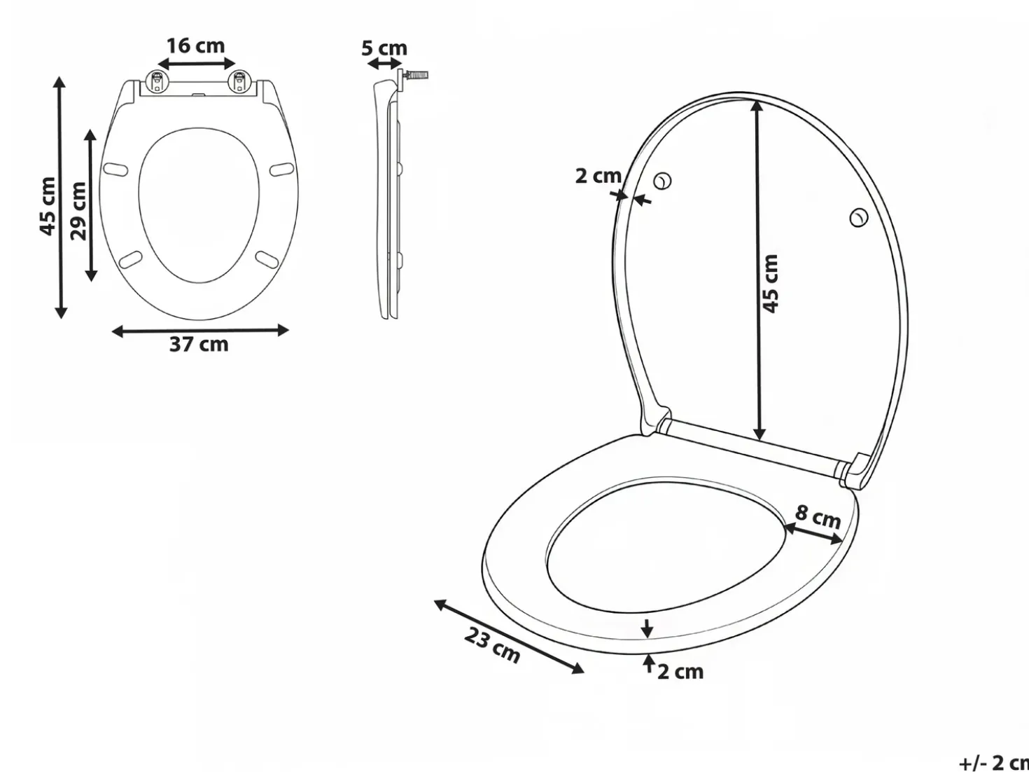 Toiletbræt PAPURI Soft close Duroplast Hvid