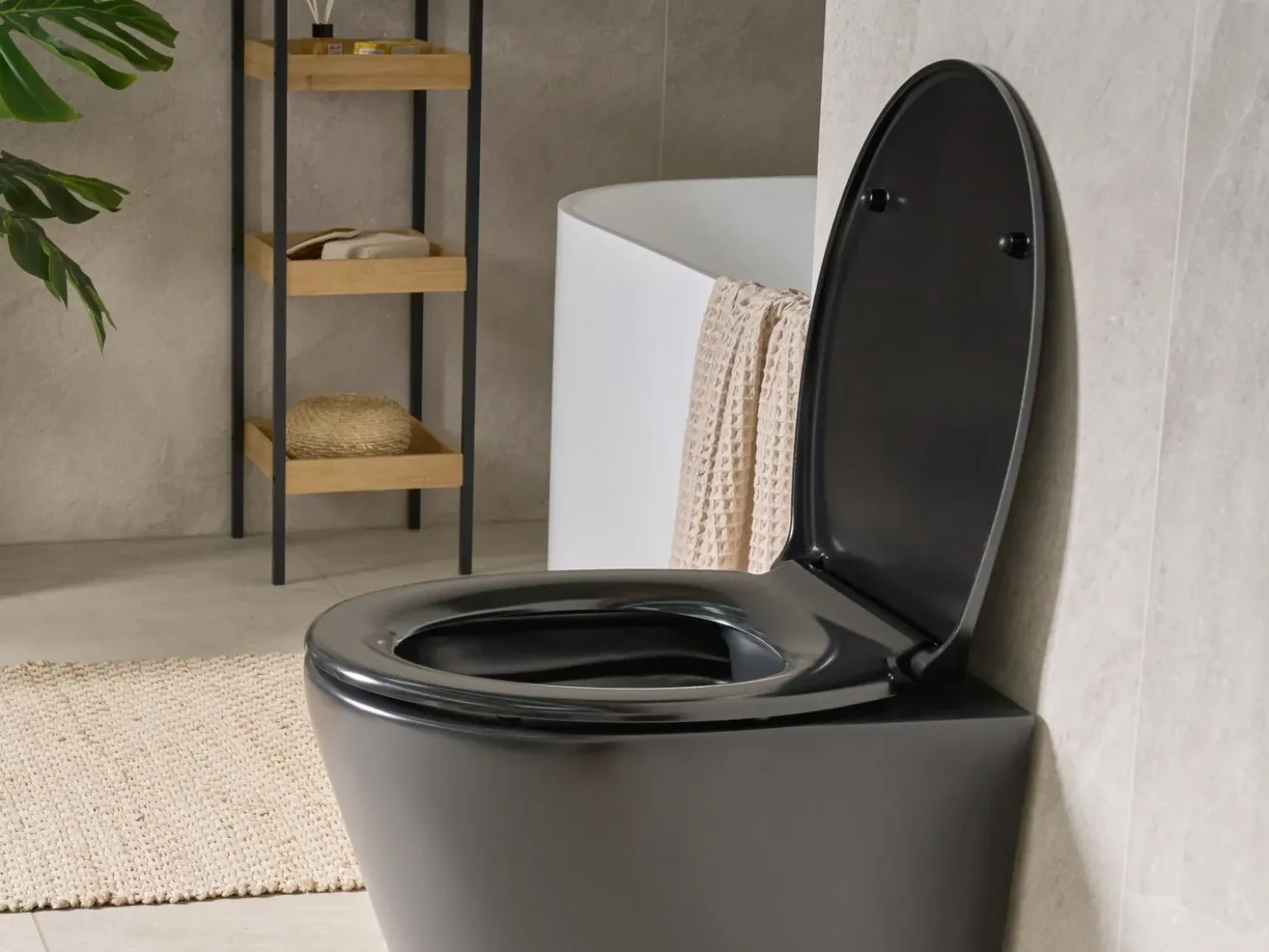 Toiletbræt PAPURI Soft close Duroplast Sort