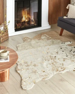 Tæppe af imiteret koskind BOGONG Lys Beige 130 x 170 cm