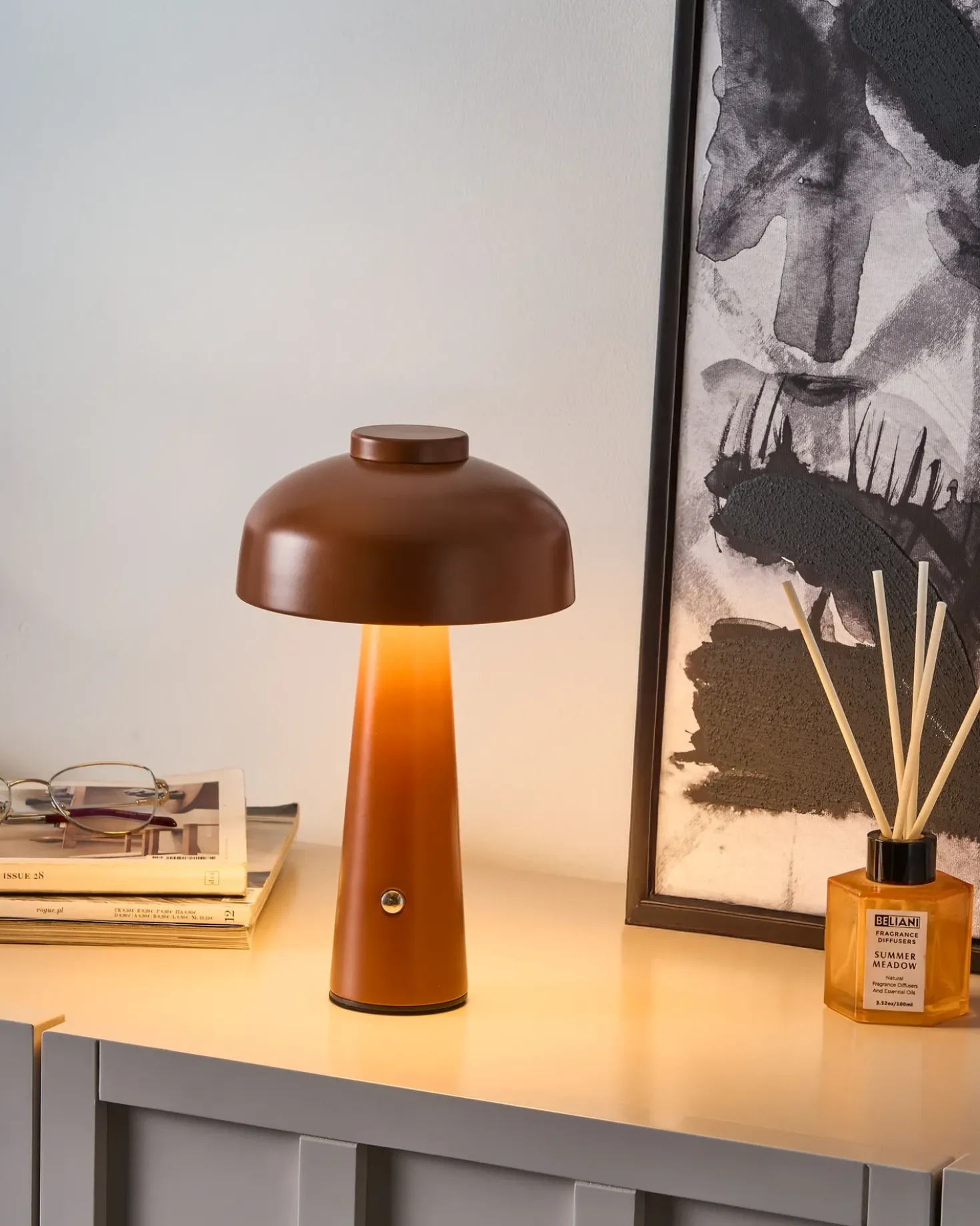 Trådløs LED-bordlampe AGUSAN Med dæmpning Metal Brun