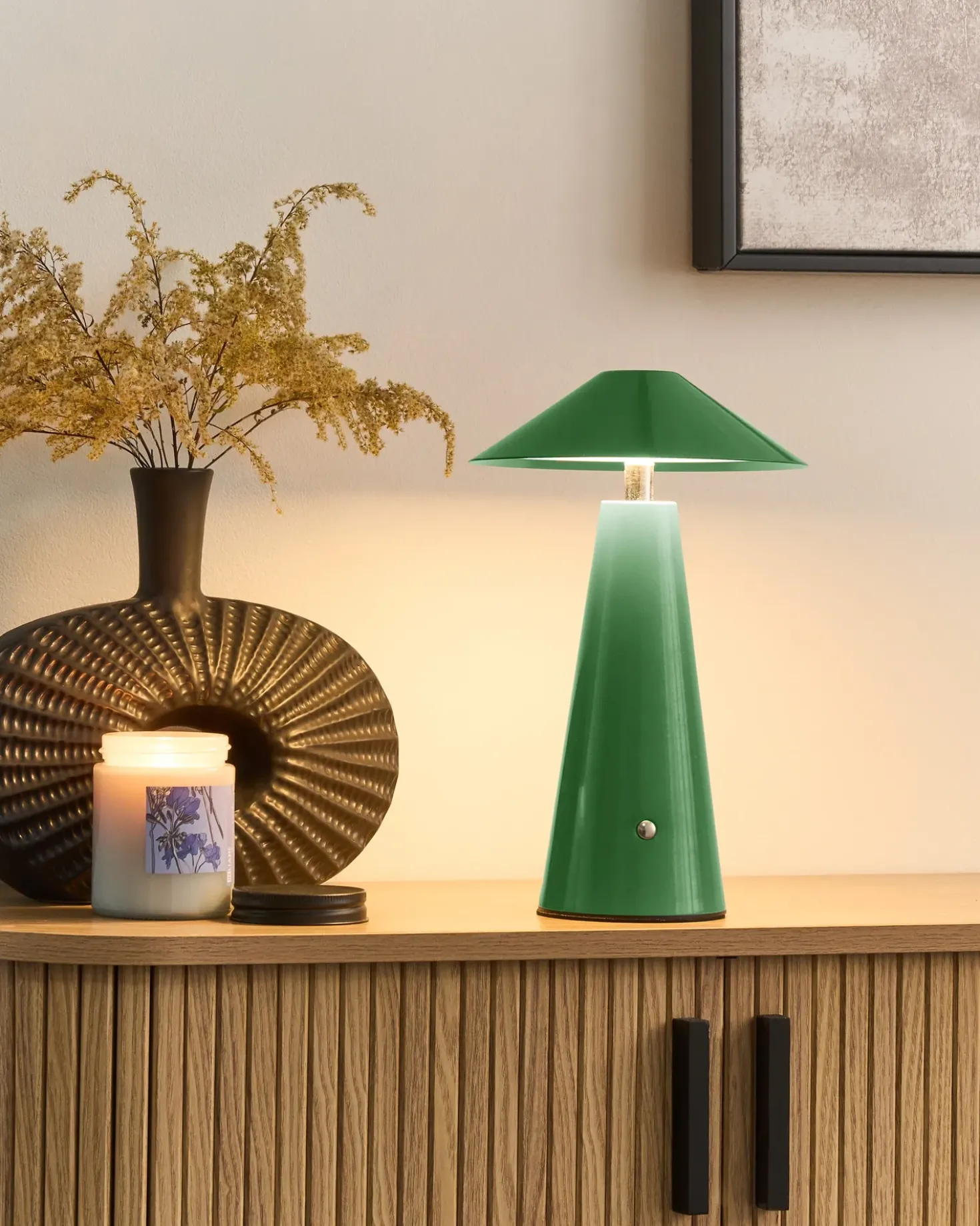 Trådløs LED-bordlampe APAYAO Med dæmpning Metal Grøn