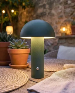 Trådløs LED-bordlampe BOJO Med dæmpning Metal Mørkegrøn