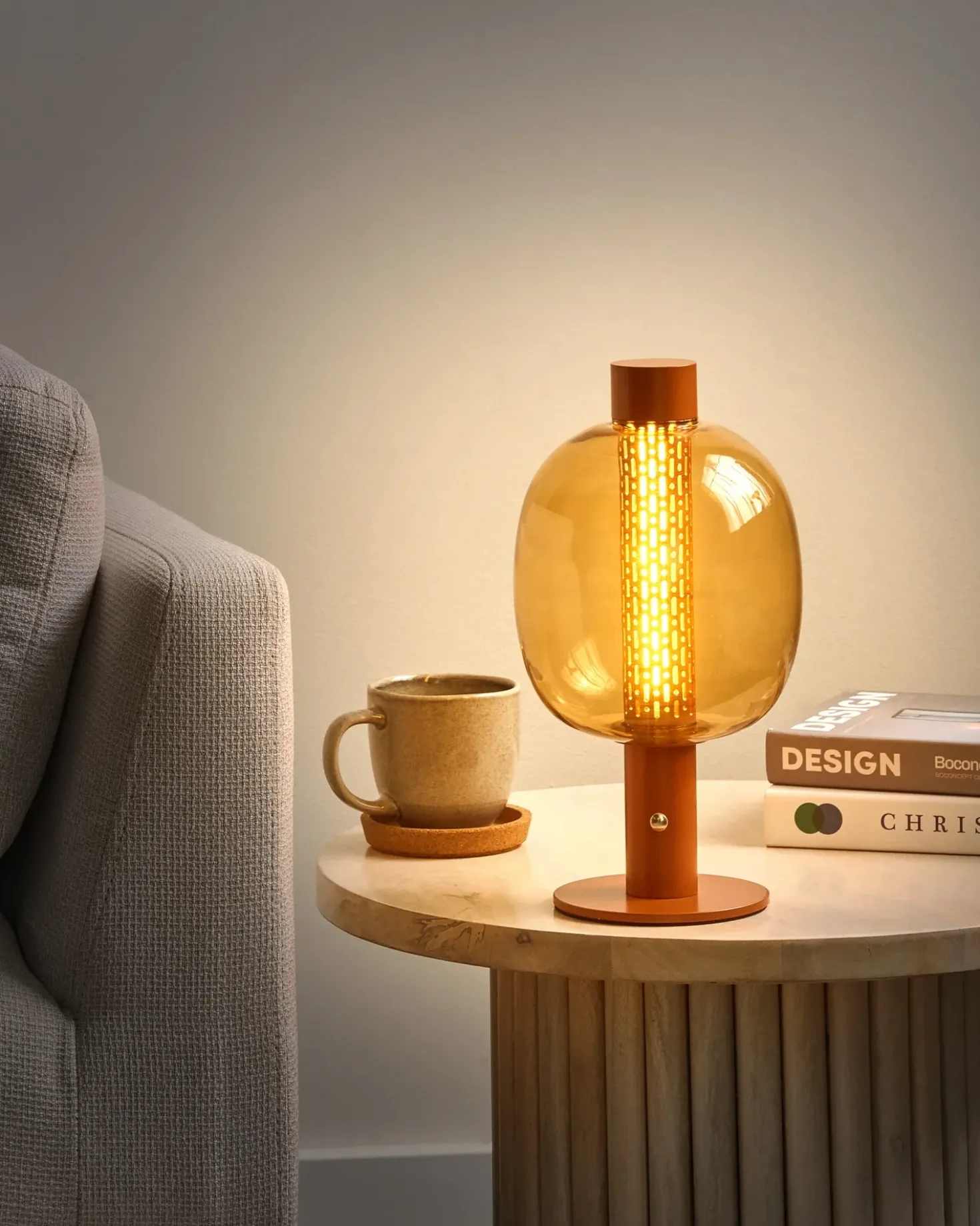 Trådløs LED-bordlampe PULANGI Med dæmpning Metal Brun