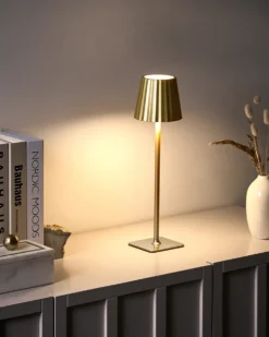 Trådløs LED-bordlampe ABARO Med dæmpning Metal Guld
