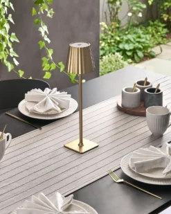 Trådløs LED-bordlampe ABARO Med dæmpning Metal Guld