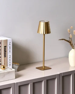 Trådløs LED-bordlampe ABARO Med dæmpning Metal Guld