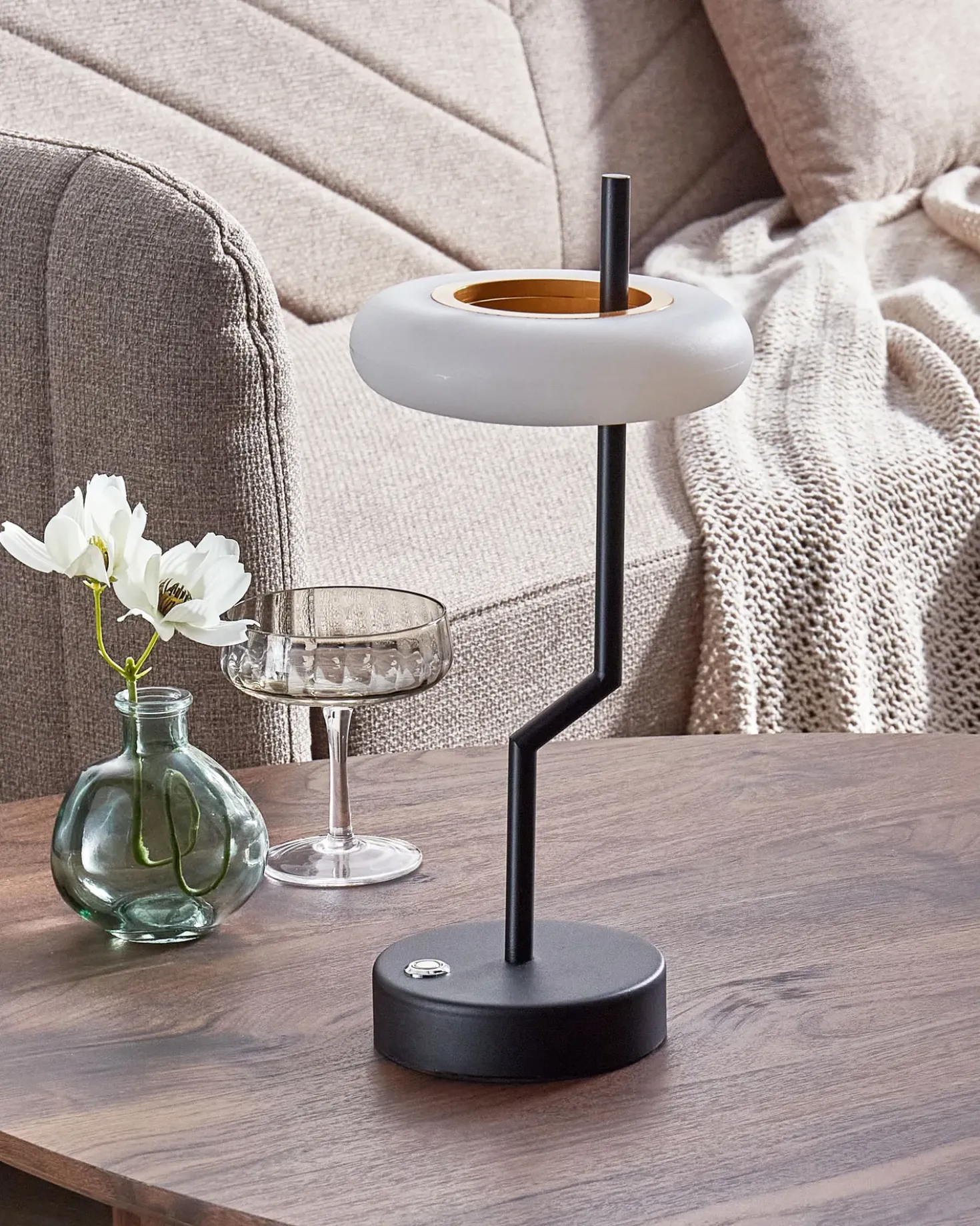 Trådløs LED-bordlampe ALVIELA Med dæmpning Metal Sort