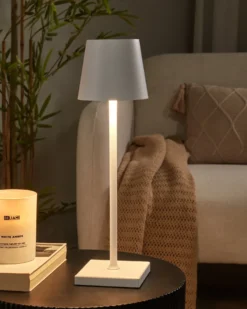 Trådløs LED-bordlampe BACEIRO Med dæmpning Metal Hvid