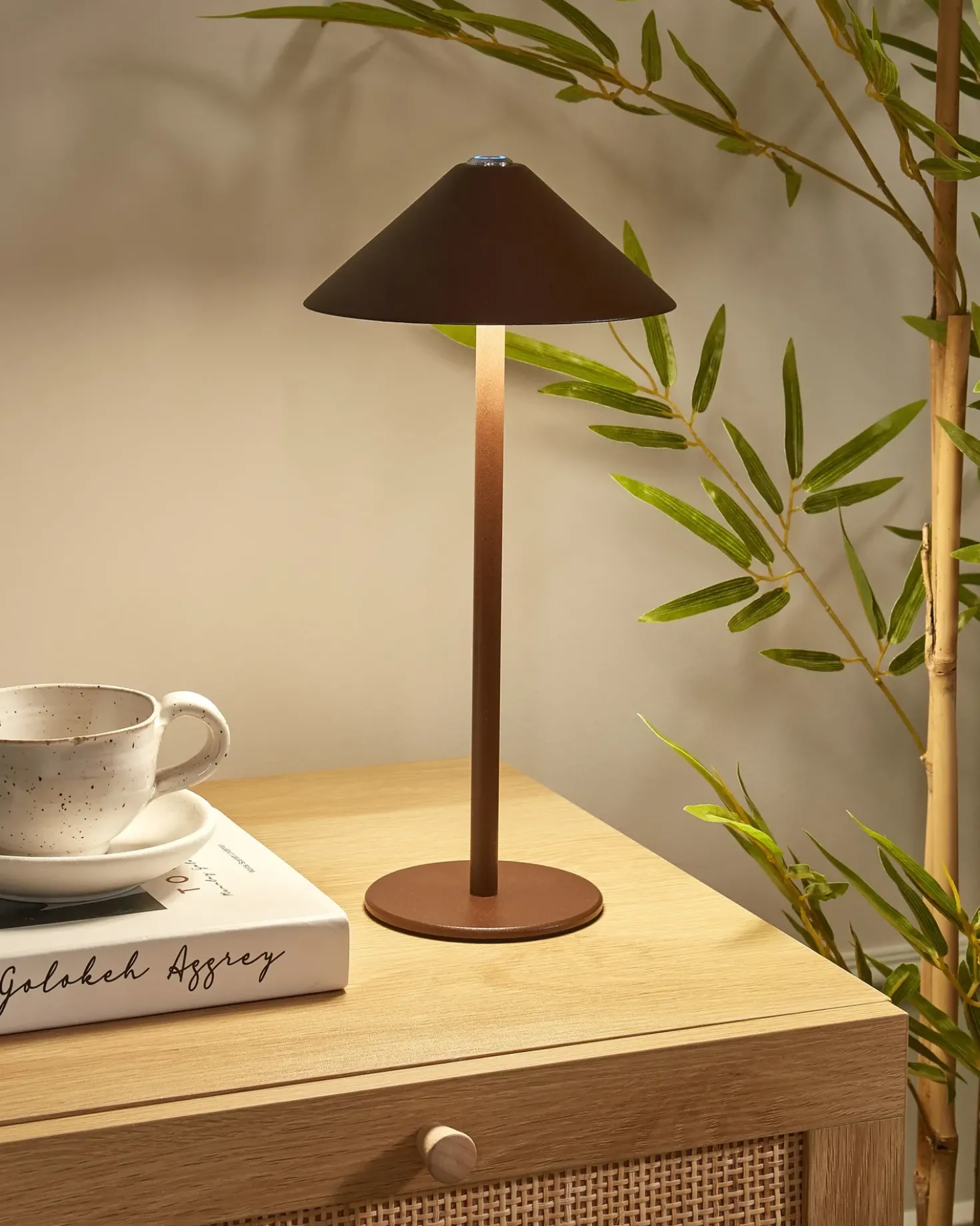 Trådløs LED-bordlampe FRANCOLI Med dæmpning Metal Brun