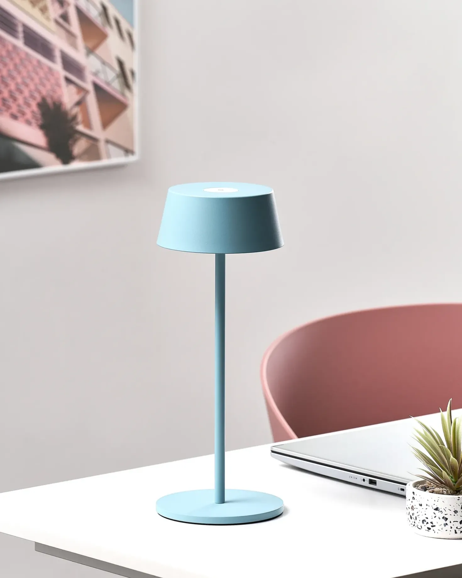 Trådløs LED-bordlampe GUDER Med dæmpning Metal Blå