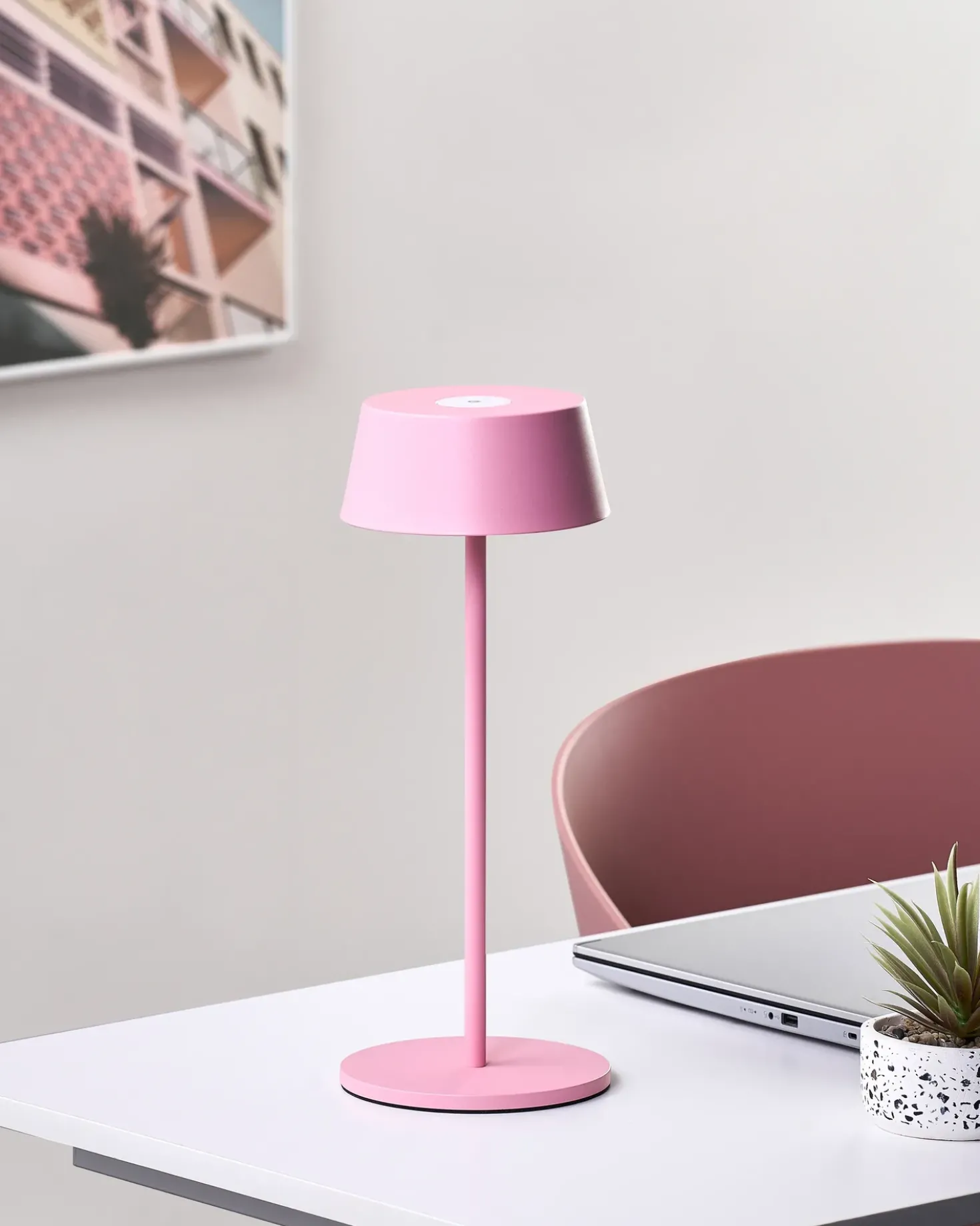 Trådløs LED-bordlampe GUDER Med dæmpning Metal Lyserød