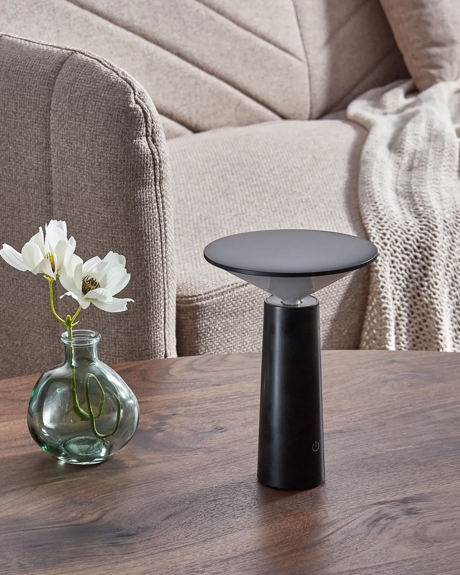 Trådløs LED-bordlampe LEVIRA Med dæmpning Metal Sort