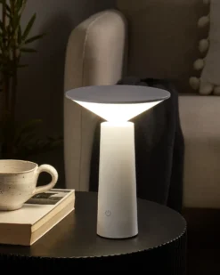 Trådløs LED-bordlampe LEVIRA Med dæmpning Metal Hvid