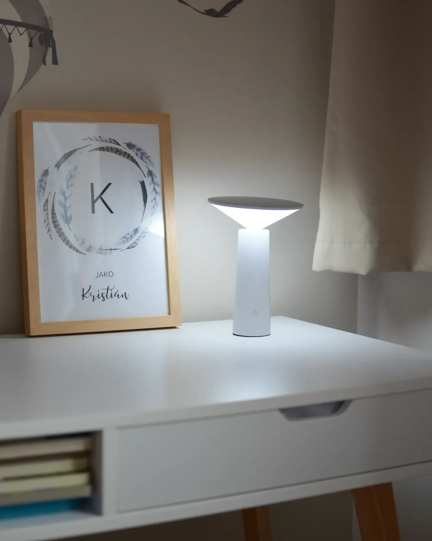 Trådløs LED-bordlampe LEVIRA Med dæmpning Metal Hvid