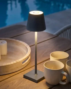 Trådløs LED-bordlampe VALIRA Med dæmpning Metal Mørkegrå