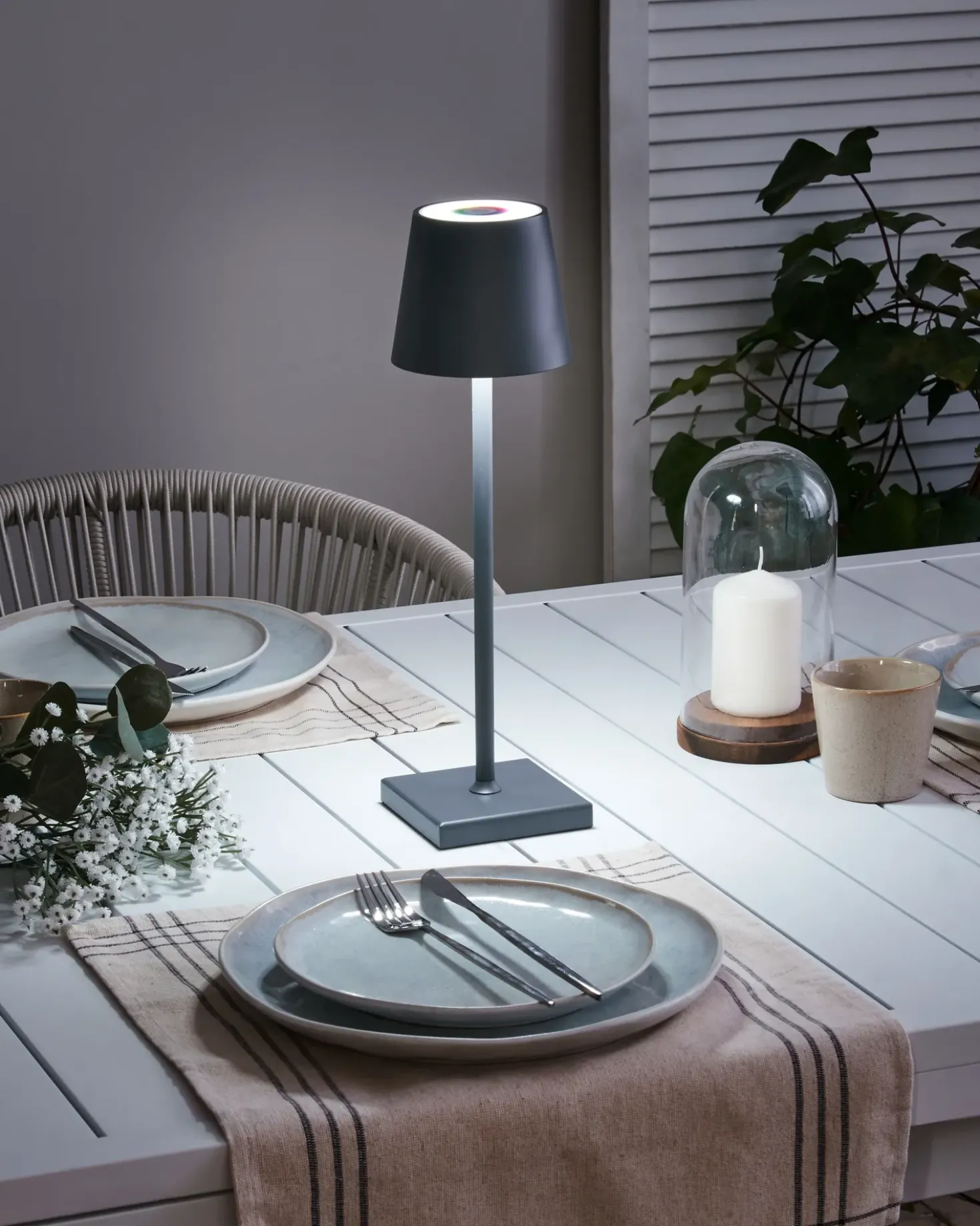 Trådløs LED-bordlampe VALIRA Med dæmpning Metal Mørkegrå