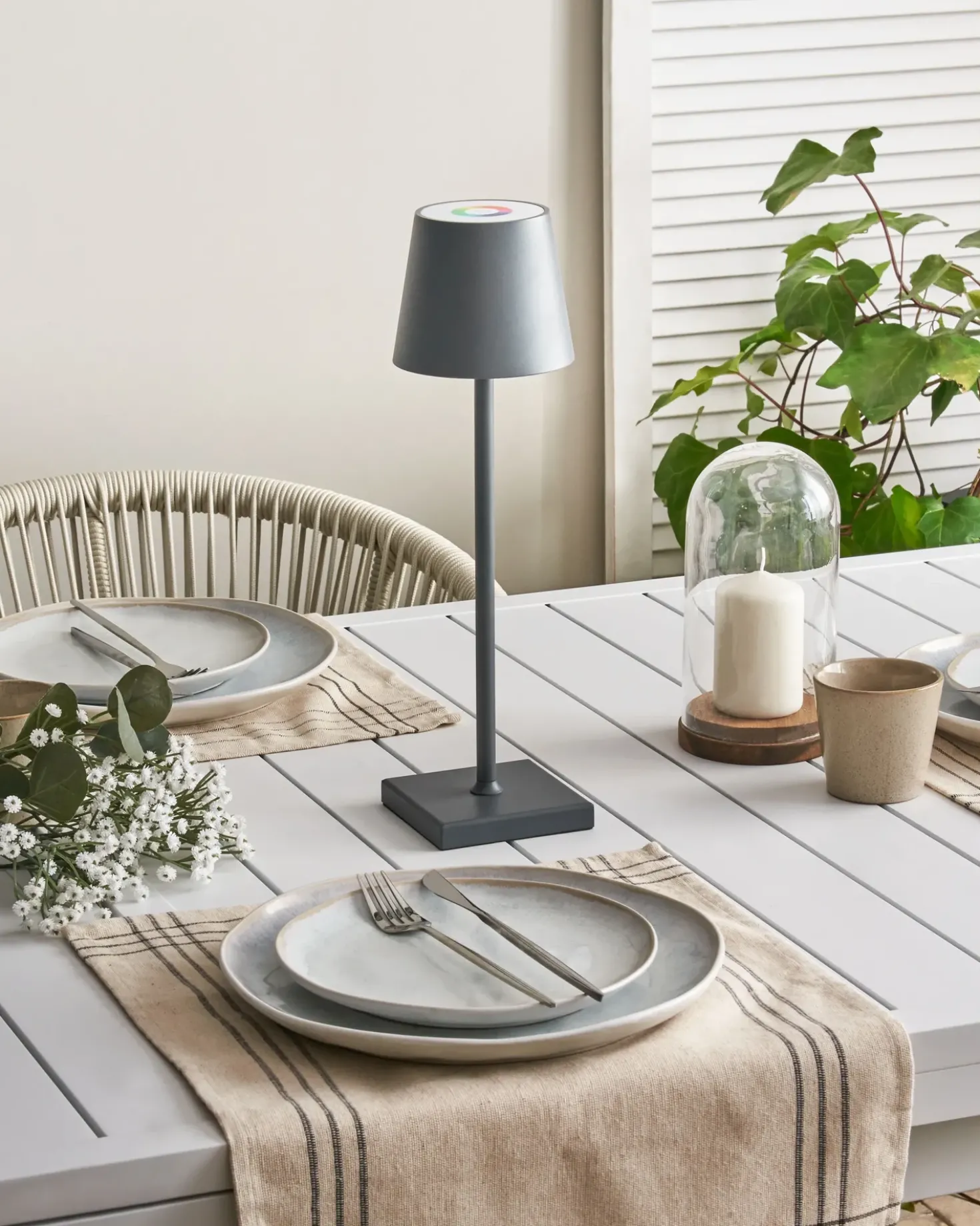 Trådløs LED-bordlampe VALIRA Med dæmpning Metal Mørkegrå