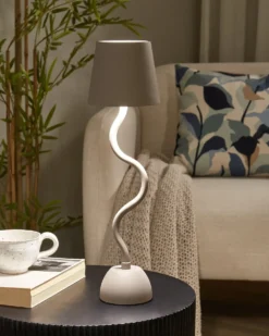 Trådløs LED-bordlampe VOUGA Med dæmpning Metal Beige